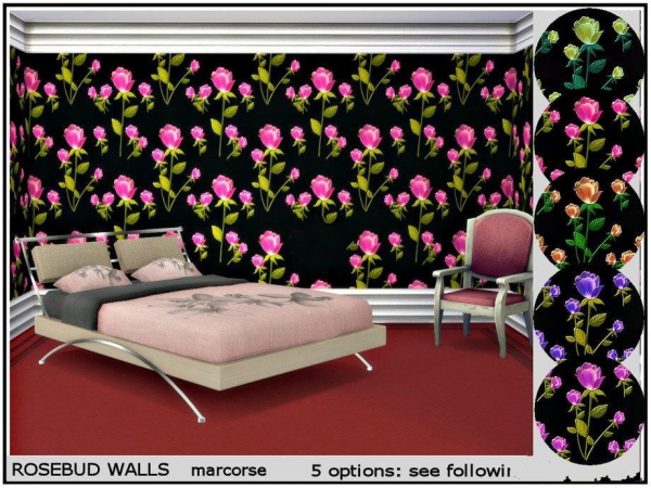 《模拟人生4》美丽玫瑰黑底墙纸MOD-我爱模组网-GTA5MOD下载资源网